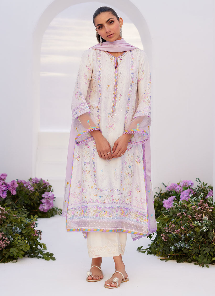 Farah Talib Aziz | Zaza Prints 24 | THISTLE LILAC SHIRT AND DUPATTA - Khanumjan  Pakistani Clothes and Designer Dresses in UK, USA
