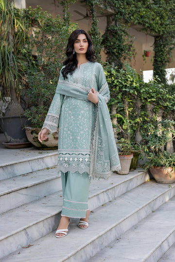Farasha | Bahaar Embroidered Lawn | Aqua Pearl - Khanumjan Pakistani Clothes and Designer Dresses in UK, USA
