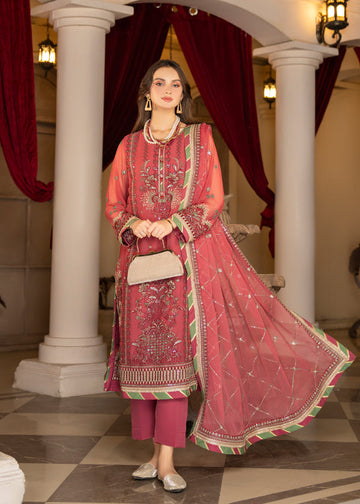 Strawberry | Rimjhim Chiffon Collection | FLS-RJ-003 - Khanumjan  Pakistani Clothes and Designer Dresses in UK, USA