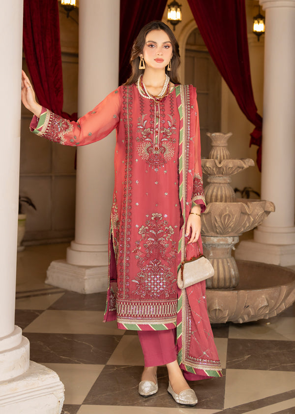 Strawberry | Rimjhim Chiffon Collection | FLS-RJ-003 - Khanumjan  Pakistani Clothes and Designer Dresses in UK, USA