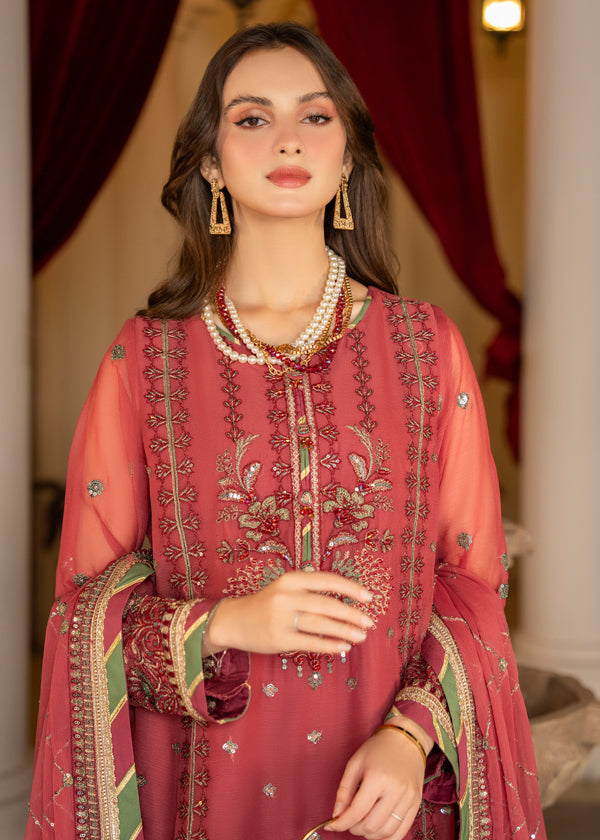 Strawberry | Rimjhim Chiffon Collection | FLS-RJ-003 - Khanumjan  Pakistani Clothes and Designer Dresses in UK, USA