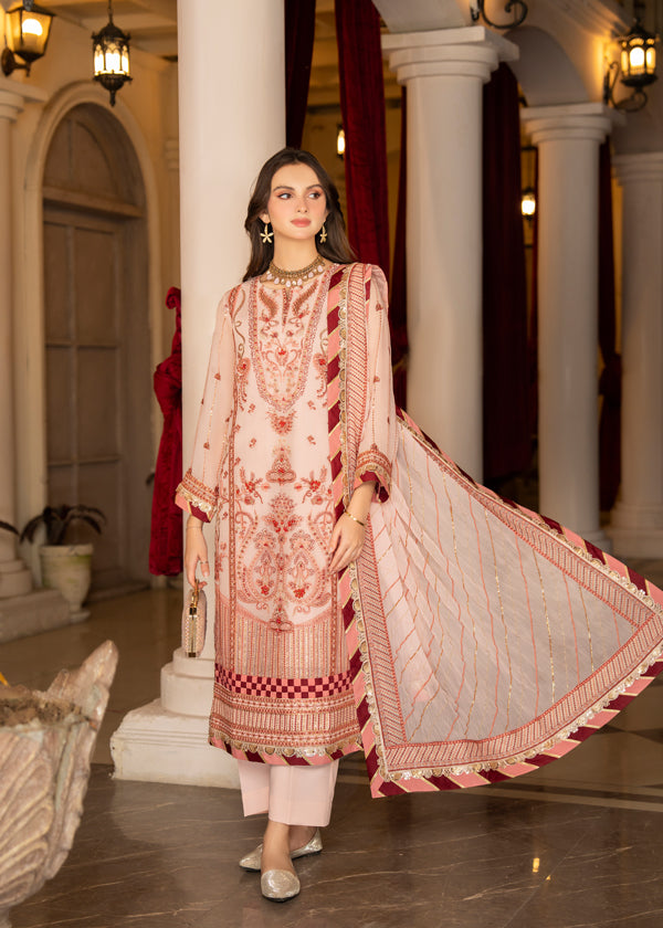Strawberry | Rimjhim Chiffon Collection | FLS-RJ-006 - Khanumjan  Pakistani Clothes and Designer Dresses in UK, USA