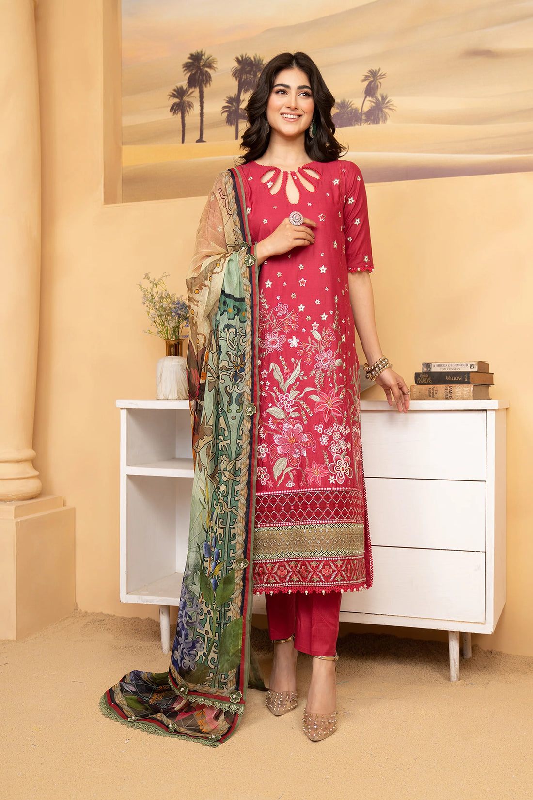 Hemstitch | Summer Luxury Lawn 24 | Scarlet Red - Khanumjan  Pakistani Clothes and Designer Dresses in UK, USA