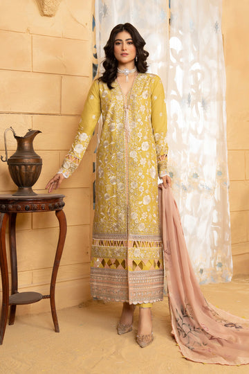 Hemstitch | Summer Luxury Lawn 24 | Lime - Khanumjan Pakistani Clothes and Designer Dresses in UK, USA
