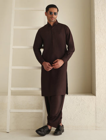 Pakistani Menswear | Ismail Farid - MAROON TEXTURED KAMEEZ SHALWAR - Khanumjan Pakistani Clothes and Designer Dresses in UK, USA