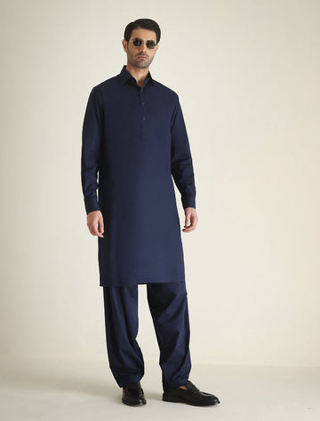 Pakistani Menswear | Ismail Farid - BLUE CLASSIC KAMEEZ SHALWAR - Khanumjan Pakistani Clothes and Designer Dresses in UK, USA