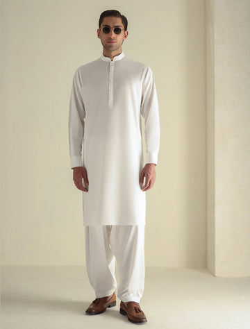 Pakistani Menswear | Ismail Farid - OFF-WHITE PREMIUM KAMEEZ SHALWAR - Khanumjan Pakistani Clothes and Designer Dresses in UK, USA