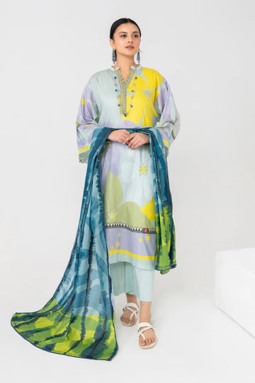 Ittehad | Printed Lawn 24 | IP3P07-3PS-LGR - Khanumjan Pakistani Clothes and Designer Dresses in UK, USA