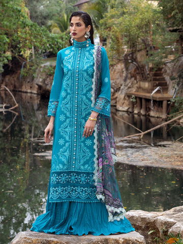 Roheenaz | Dahlia Embroidered Lawn 24 | Delphinium - Khanumjan Pakistani Clothes and Designer Dresses in UK, USA