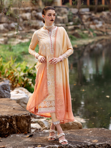 Roheenaz | Dahlia Embroidered Lawn 24 | Magnolia - Khanumjan Pakistani Clothes and Designer Dresses in UK, USA