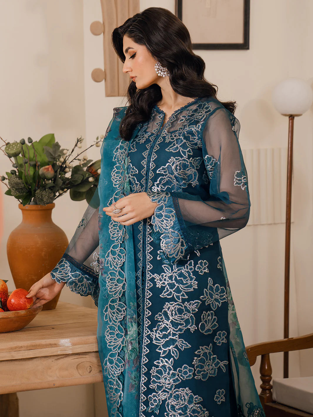 Bin Ilyas | Naqsh Luxury Lawn | Mavi - Khanumjan  Pakistani Clothes and Designer Dresses in UK, USA