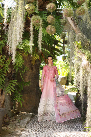Noor by Saadia Asad | Luxury Chikankari Lawn’24 | D1-A Pink Ombre - Khanumjan Pakistani Clothes and Designer Dresses in UK, USA