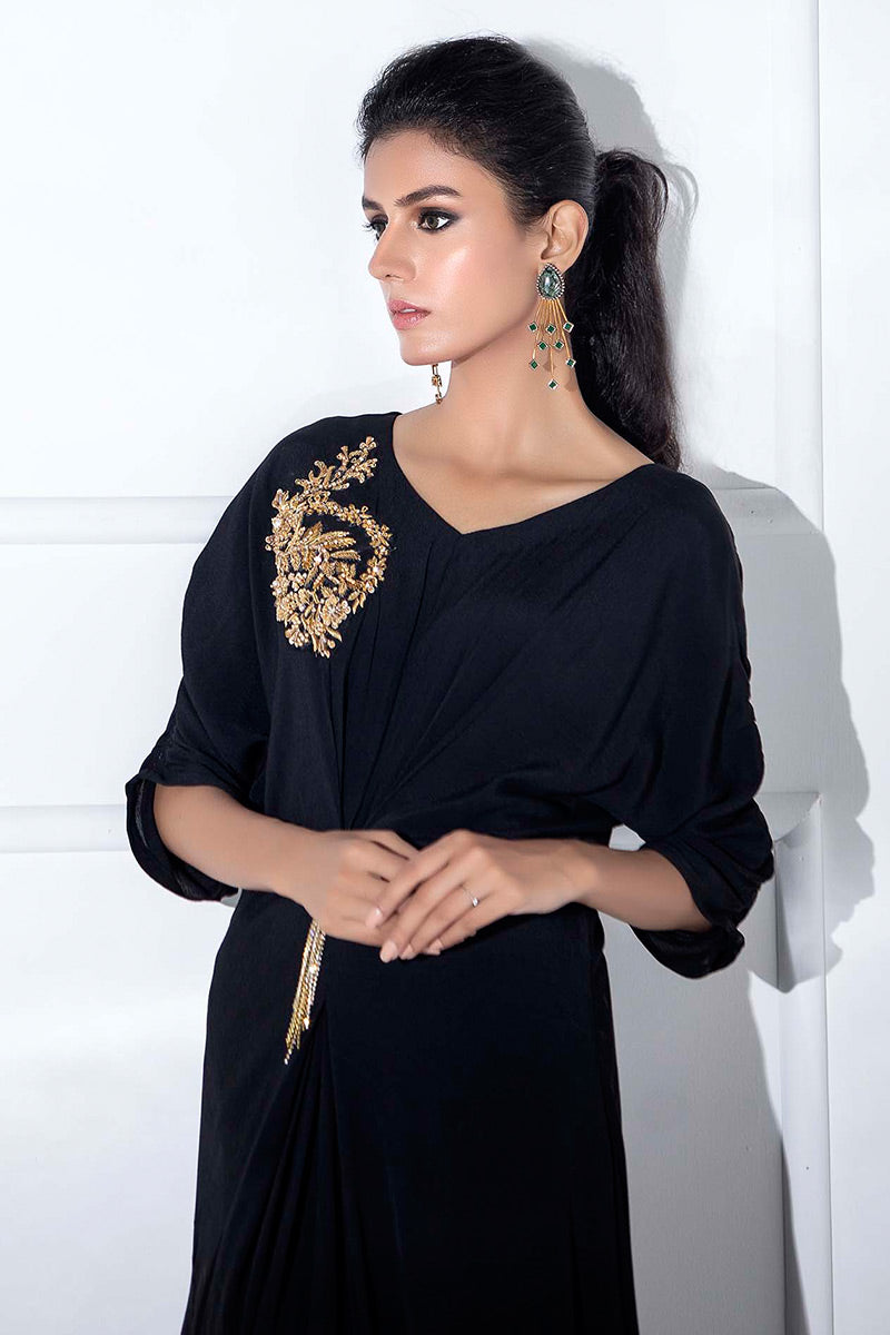 Fatima Khan | Luxury Pret 24 | JADE BLACK KAFTAN