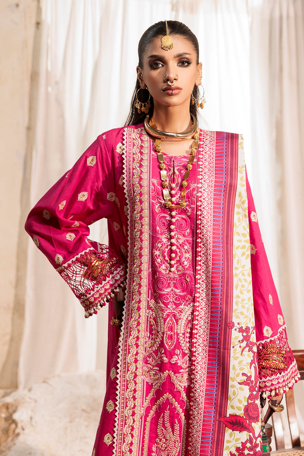 Bonanza Satrangi | Khaddar and Viscose | CERISE