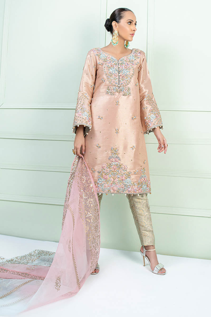 Fatima Khan | Luxury Pret 24 | AYRA (PEACH MAYSURI EMBROIDERED)