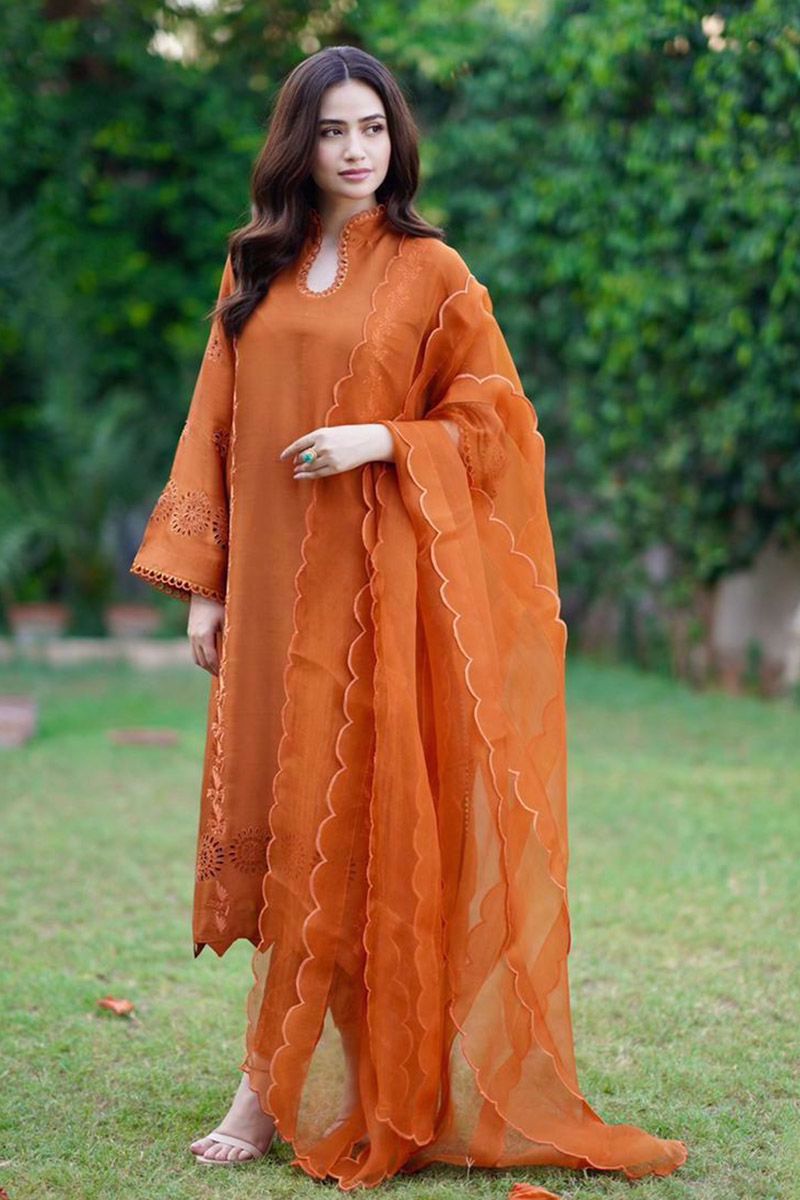 Ansab Jahangir | Luxury Silk Pret | TANGERINE ROUGE