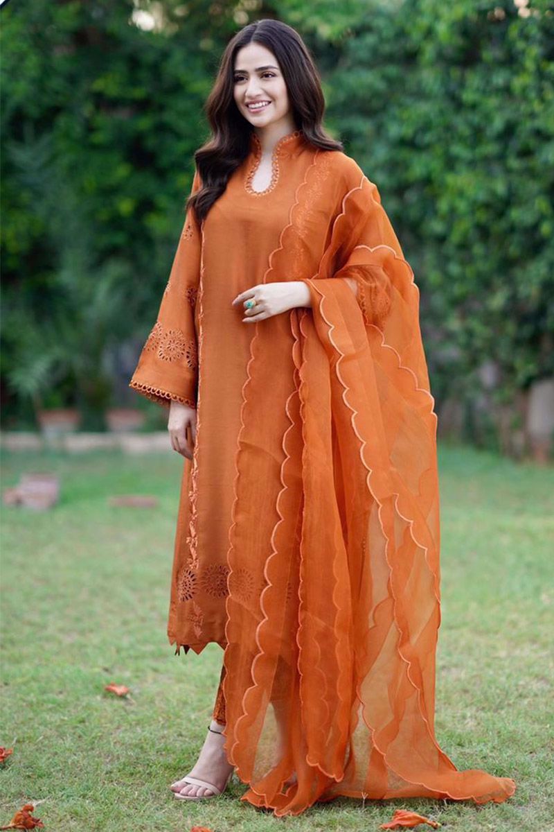 Ansab Jahangir | Luxury Silk Pret | TANGERINE ROUGE