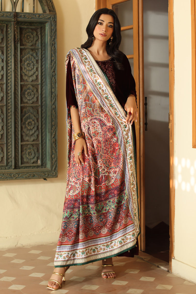 Aisha Imran | Printed Panache Velvet Shawls 25 | Sarai