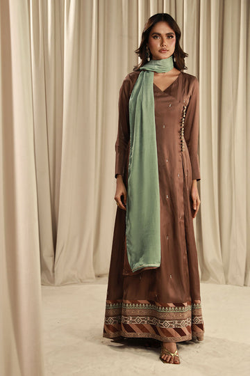 Fatima Khan | Sahar Luxe | BRONZE MINT PISHWAS