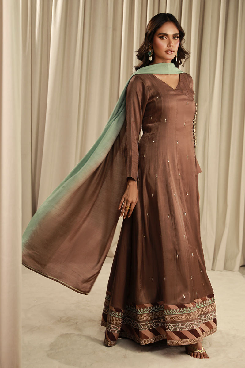 Fatima Khan | Sahar Luxe | BRONZE MINT PISHWAS