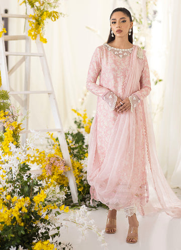 Farah Talib Aziz | Designer Picks 24 | OLEA BLUSH SILK SHIRT AND PRE-DRAPED DUPATTA