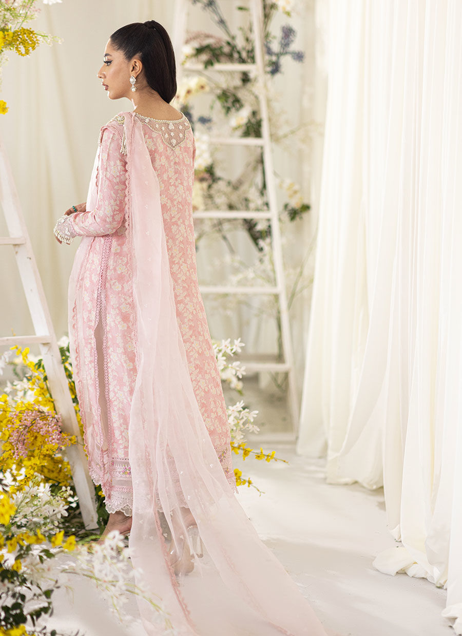 Farah Talib Aziz | Designer Picks 24 | OLEA BLUSH SILK SHIRT AND PRE-DRAPED DUPATTA