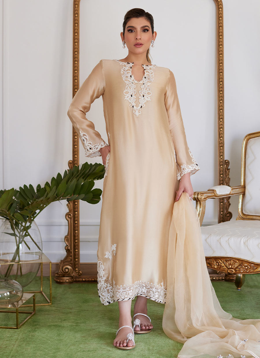 Farah Talib Aziz | Luna Eid Collection 24 | MELVINA CHAMPAGNE BEIGE - Khanumjan  Pakistani Clothes and Designer Dresses in UK, USA 