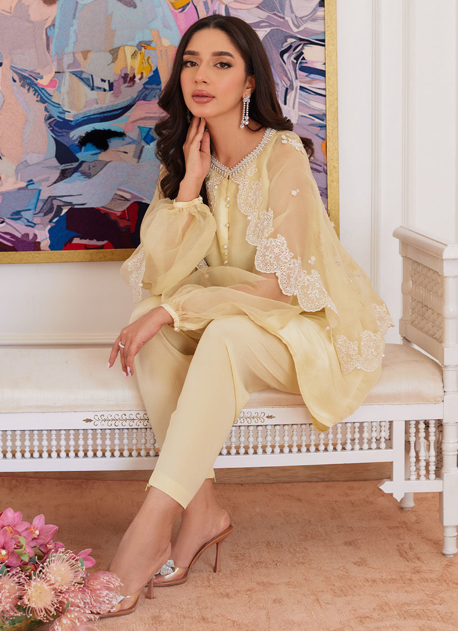 Farah Talib Aziz | Luna Eid Collection 24 | ESMERALDA PASTEL YELLOW - Khanumjan  Pakistani Clothes and Designer Dresses in UK, USA 