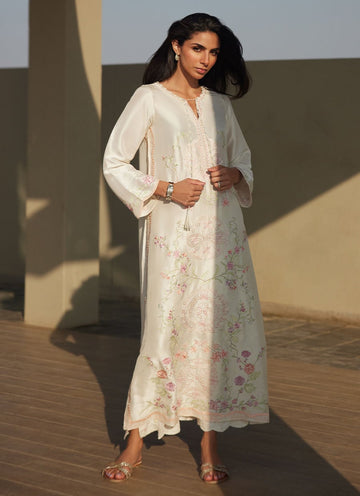 Farah Talib Aziz | Laani The Kaftan Edit | Coraline Ivory Silk
