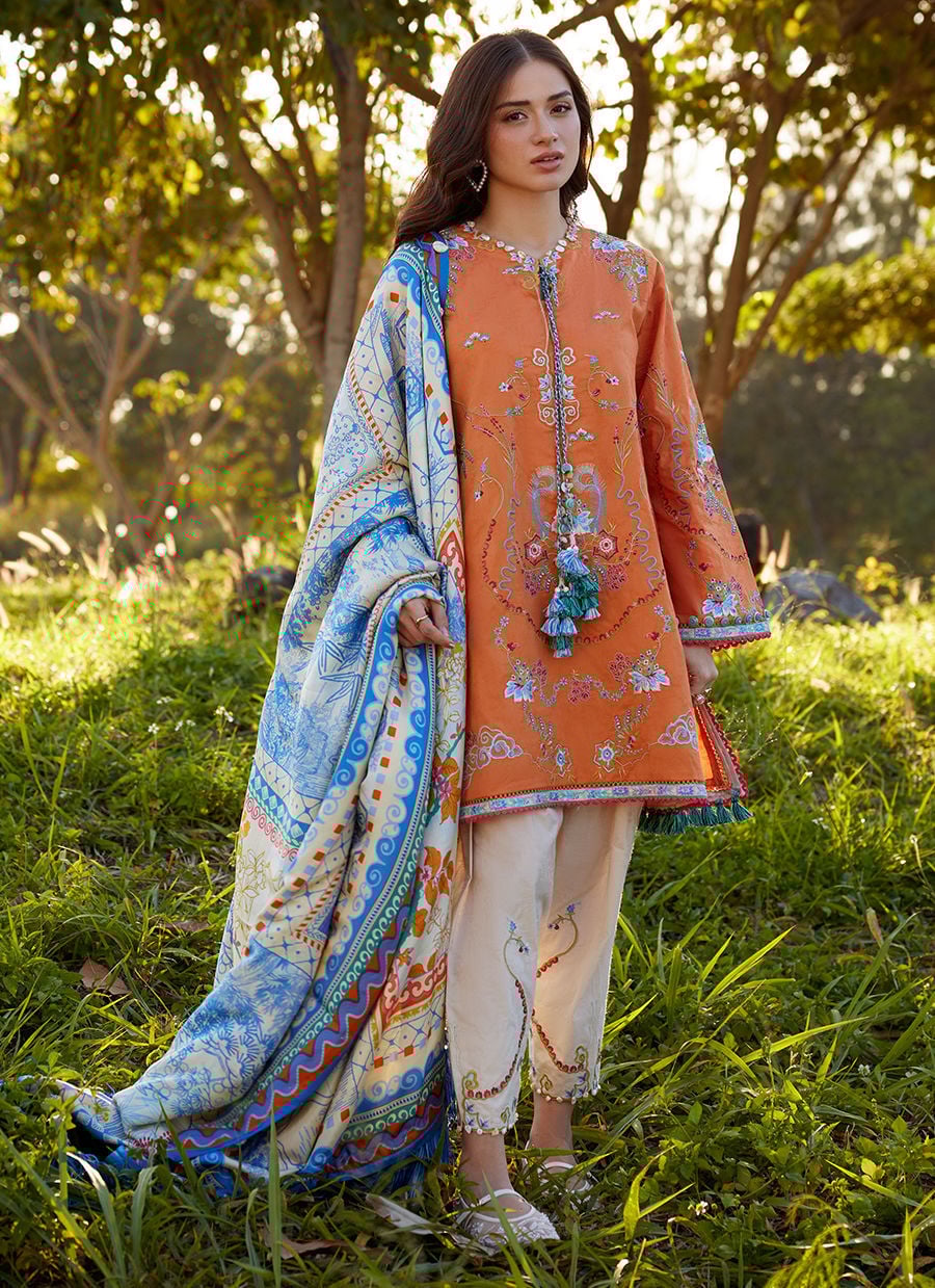Farah Talib Aziz | Luxury Lawn 26 | Lucia Burnt Orange