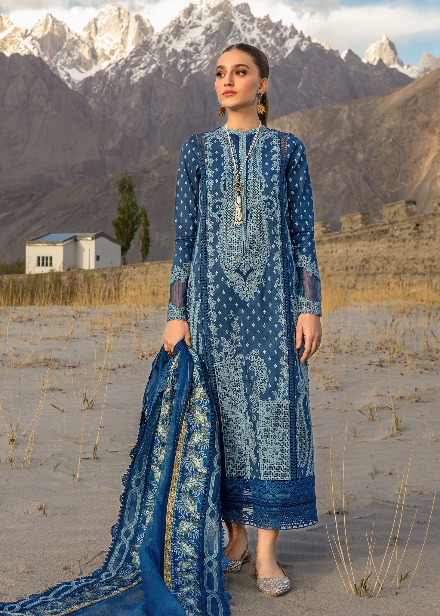 Crimson | Lawn 2024 | Dancing Paisleys - Cobalt - Khanumjan  Pakistani Clothes and Designer Dresses in UK, USA 