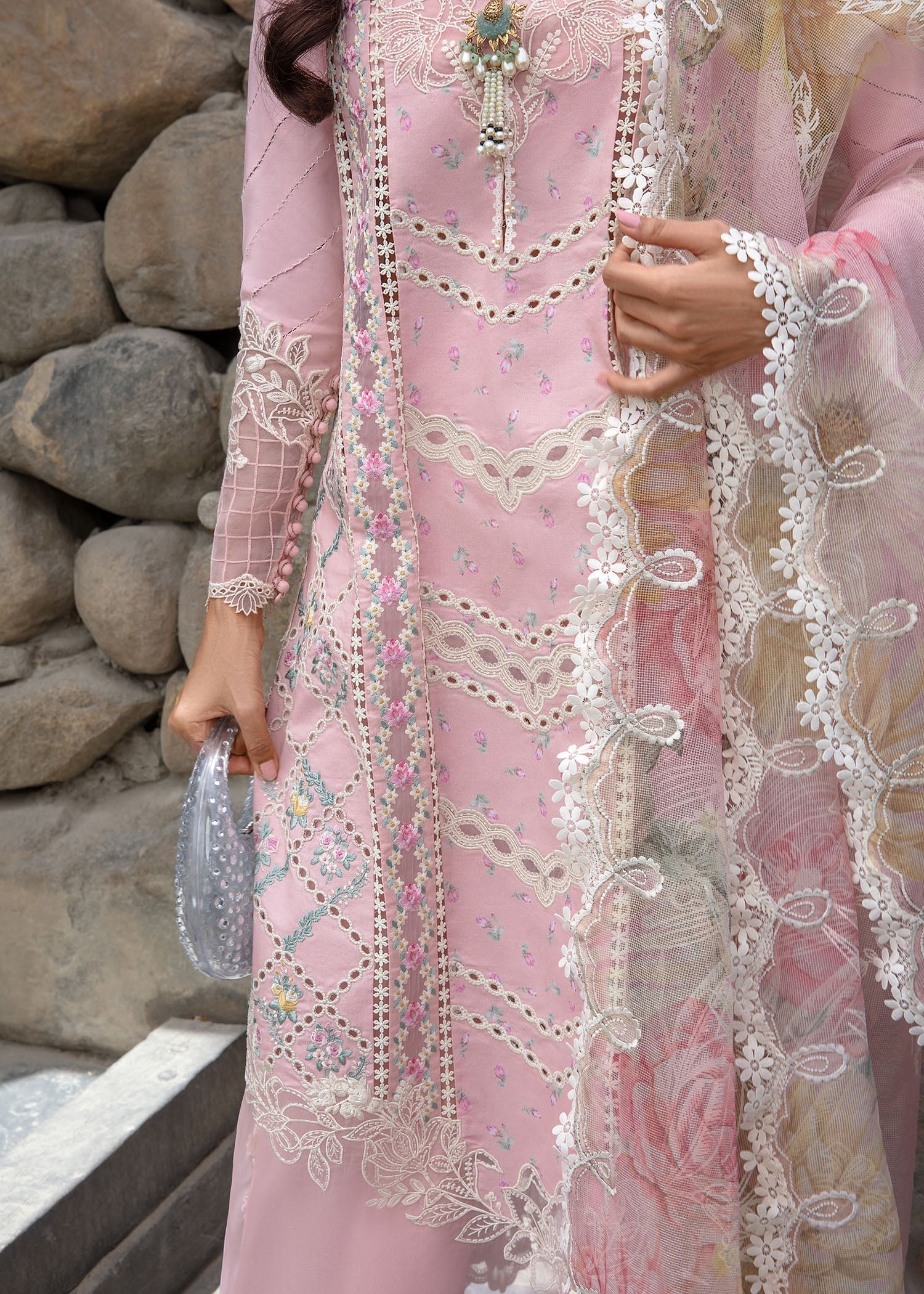 Crimson | Lawn 2024 | A Floral Mesh - Rose Pink - Khanumjan  Pakistani Clothes and Designer Dresses in UK, USA 