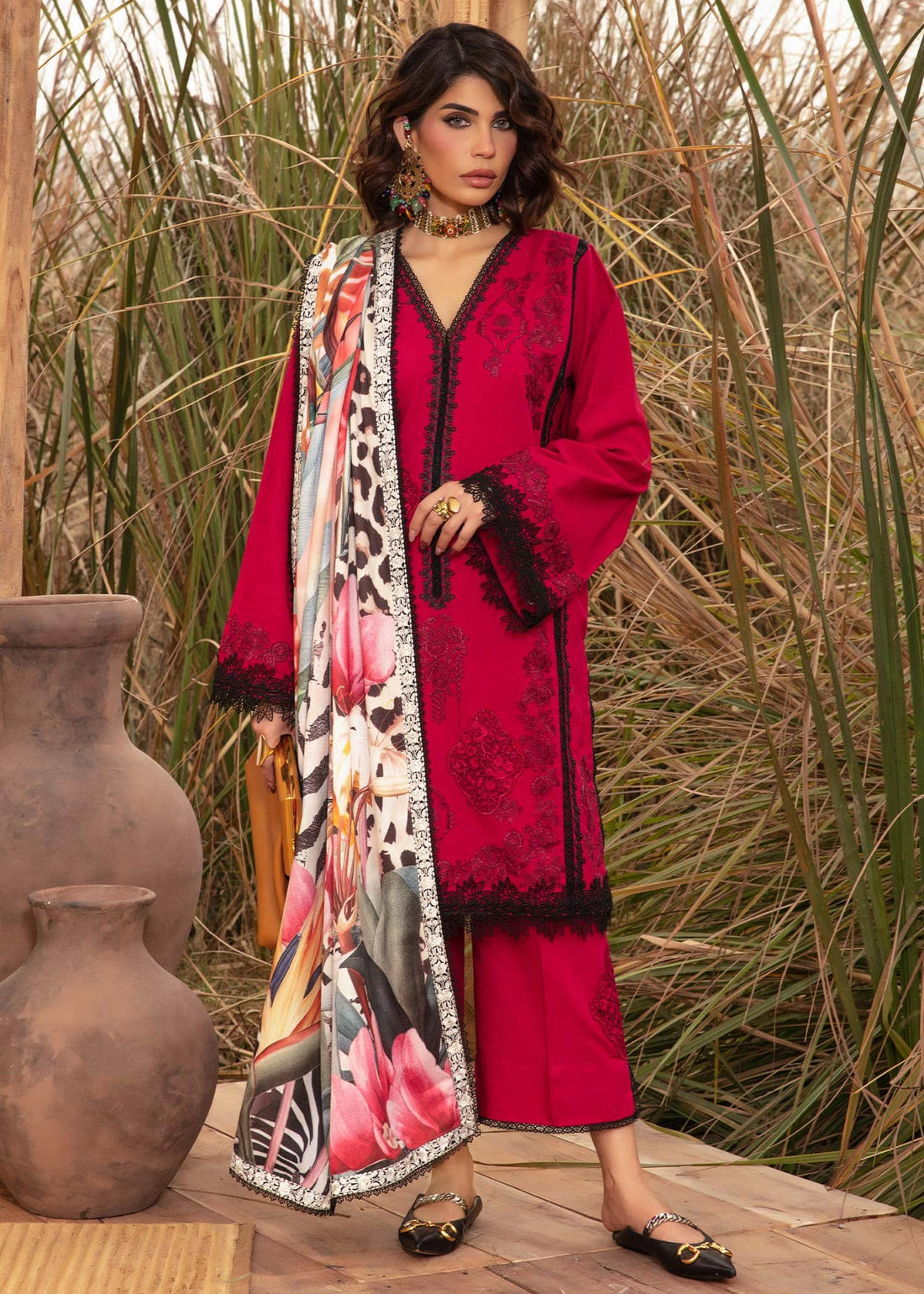 Saira Shakira | Raya Winter Stitched 23 | Crimson - Khanumjan  Pakistani Clothes and Designer Dresses in UK, USA 