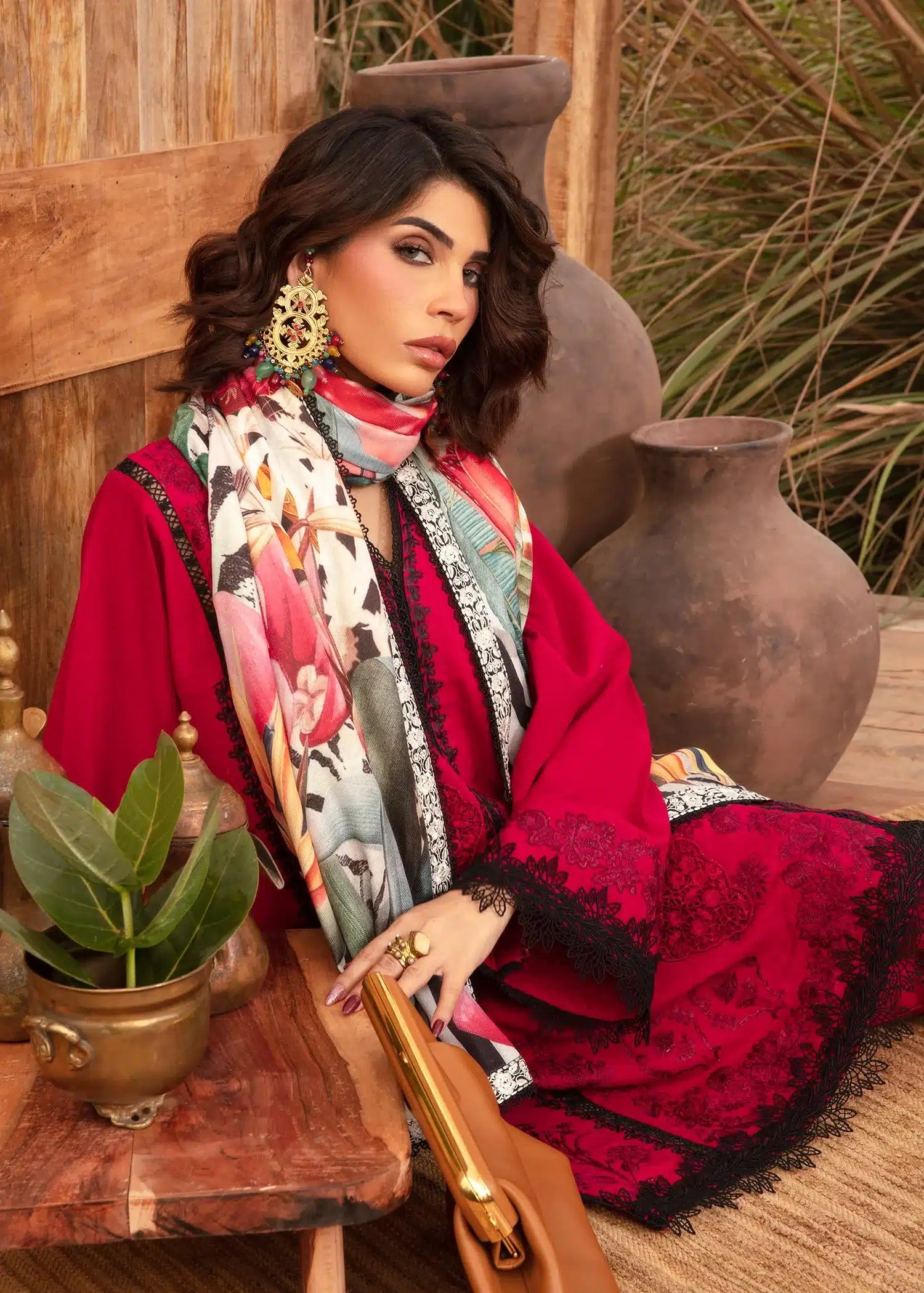 Saira Shakira | Raya Winter Stitched 23 | Crimson - Khanumjan  Pakistani Clothes and Designer Dresses in UK, USA 