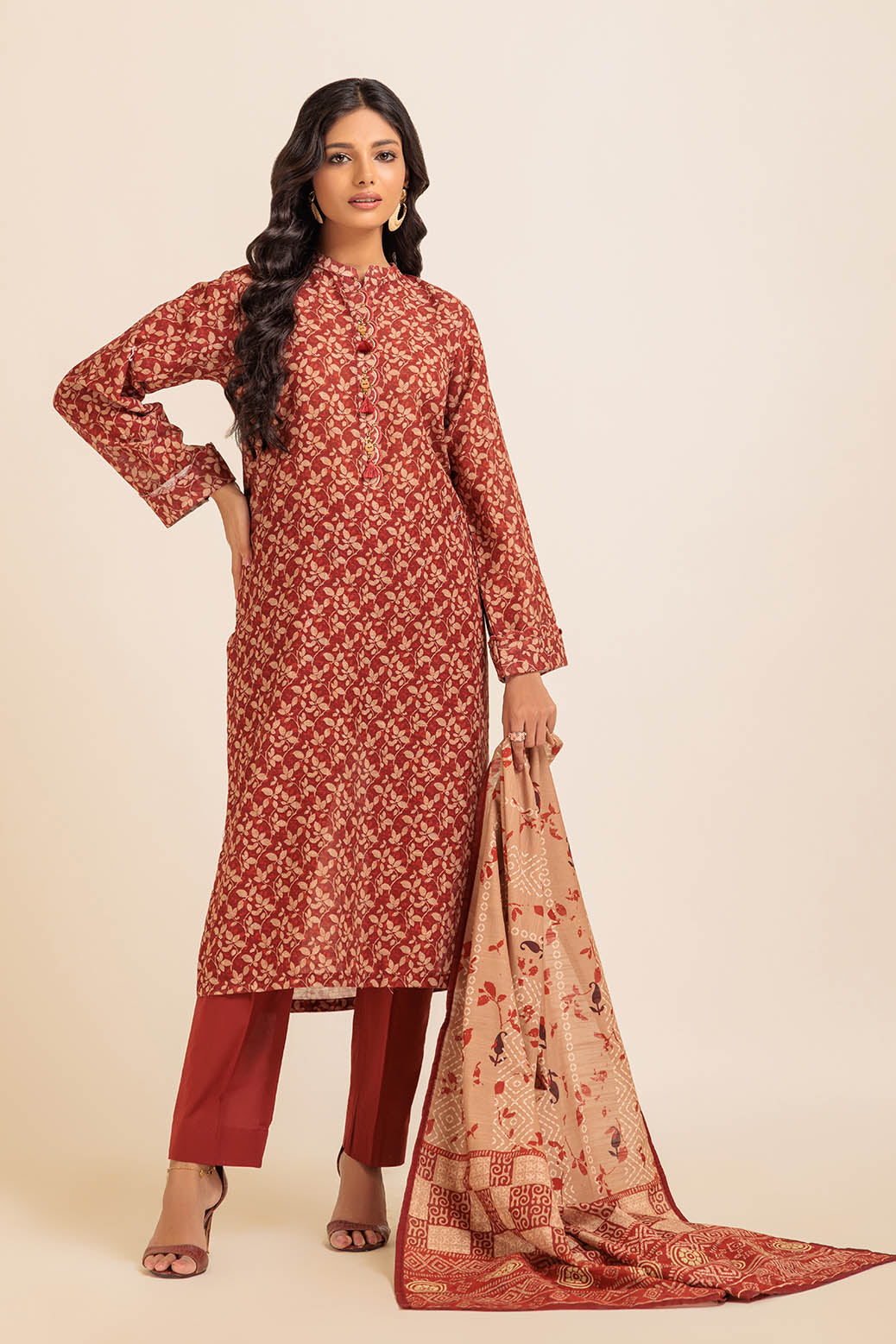 Bonanza Satrangi | Khaddar and Viscose | CRIMSON