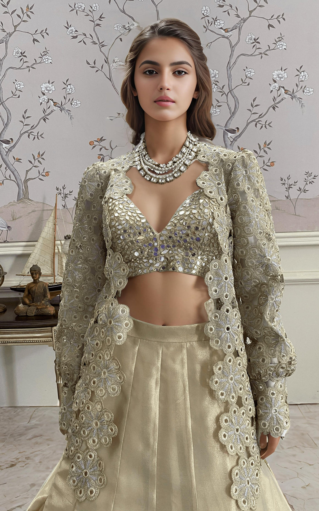 Threads and Motifs | Formal Dresses 25 | EMBRIODERED JACKET WITH BLOUSE AND SKIRT