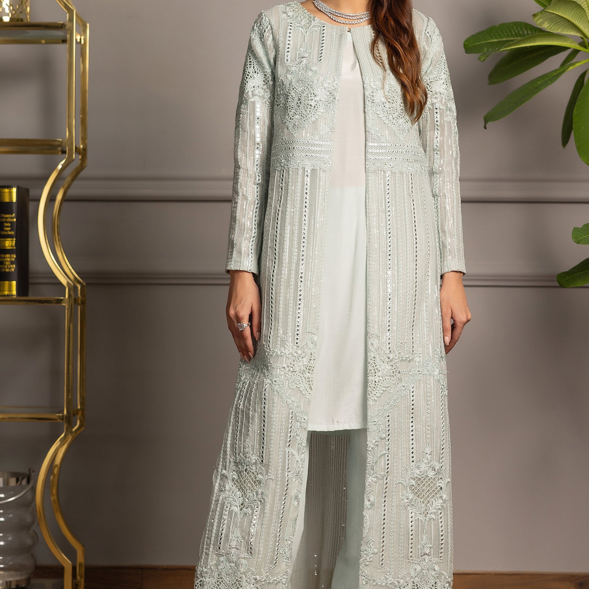 Threads and Motifs | Formal Dresses 25 | Organza Embroidered Jacket With Inner