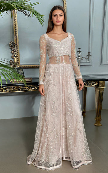 Threads and Motifs | Formal Dresses 25 | Net Embroidered Dress With Skirt