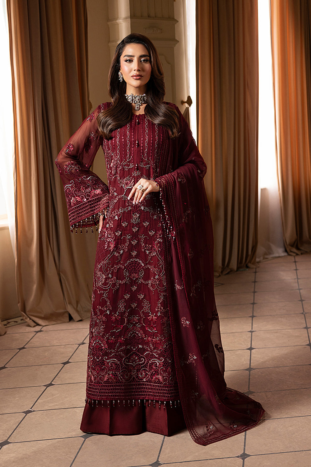 Lavish Premium | Ashnae Formals | Burgundy Veil