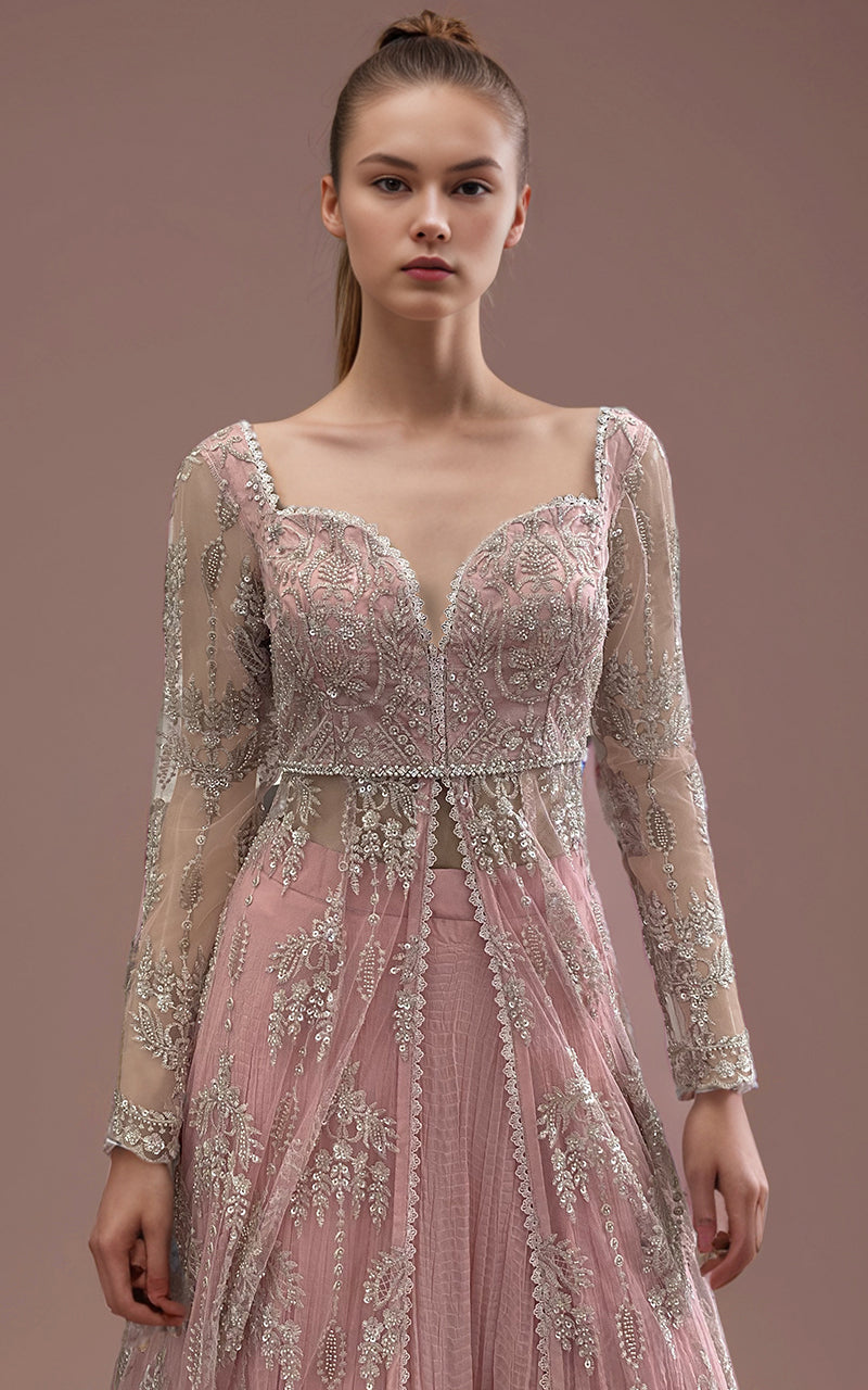Threads and Motifs | Formal Dresses 25 | Net Embroidered Dress With Skirt And Embroidered Dupatta