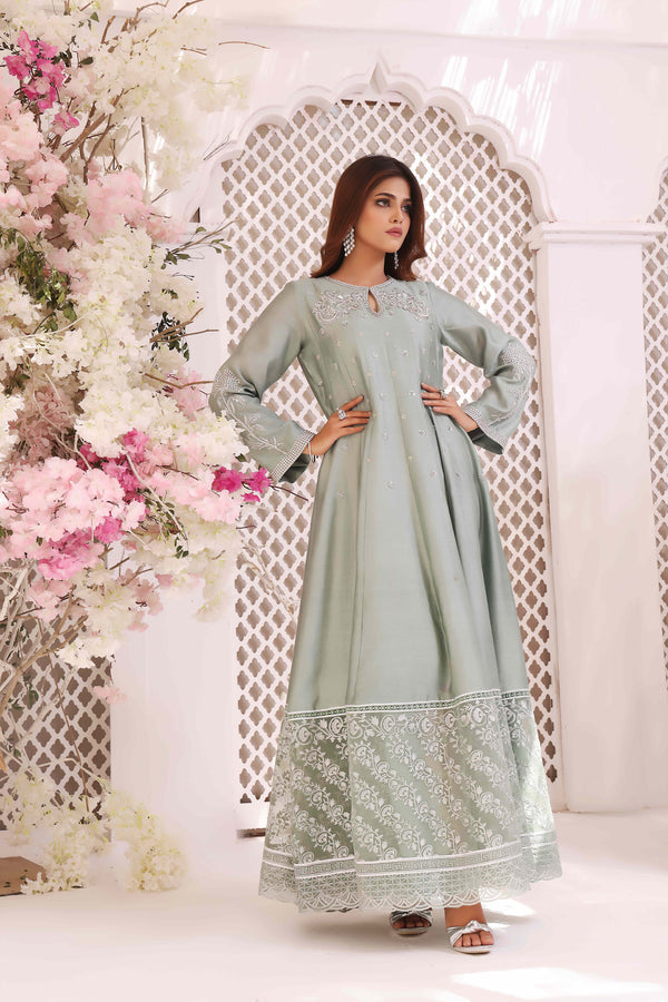 Wahajmkhan | Sitara Formals | MINT SILK ANARKALI OUTFIT - Khanumjan  Pakistani Clothes and Designer Dresses in UK, USA 