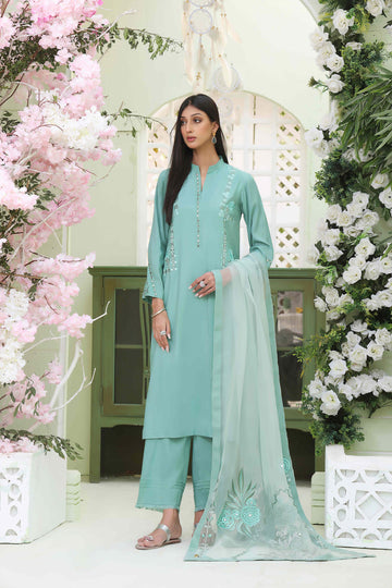 Wahajmkhan | Sitara Formals | SEA GREEN RAWSILK OUTFIT - Khanumjan  Pakistani Clothes and Designer Dresses in UK, USA 