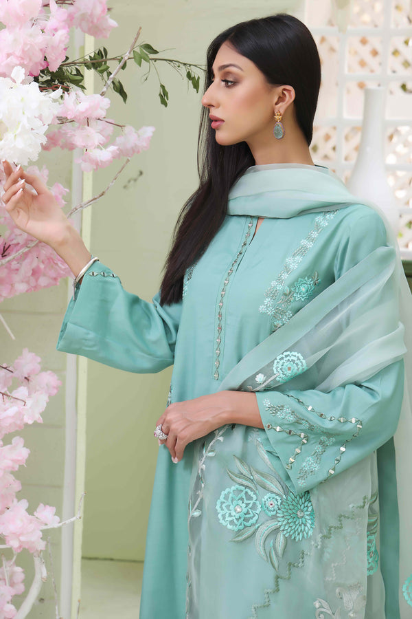 Wahajmkhan | Sitara Formals | SEA GREEN RAWSILK OUTFIT - Khanumjan  Pakistani Clothes and Designer Dresses in UK, USA 