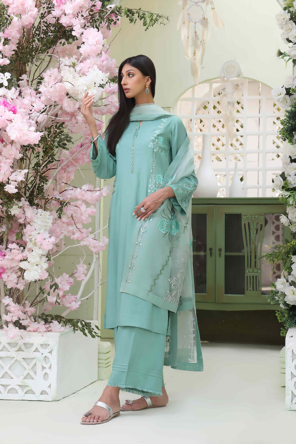 Wahajmkhan | Sitara Formals | SEA GREEN RAWSILK OUTFIT - Khanumjan  Pakistani Clothes and Designer Dresses in UK, USA 