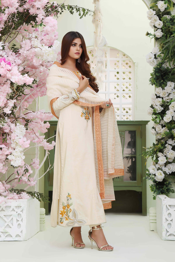 Wahajmkhan | Sitara Formals | IVORY COTTON OUTFIT - Khanumjan  Pakistani Clothes and Designer Dresses in UK, USA 