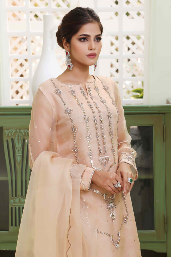 Wahajmkhan | Sitara Formals | NUDE PEACH ORGANZA OUTFIT - Khanumjan  Pakistani Clothes and Designer Dresses in UK, USA 