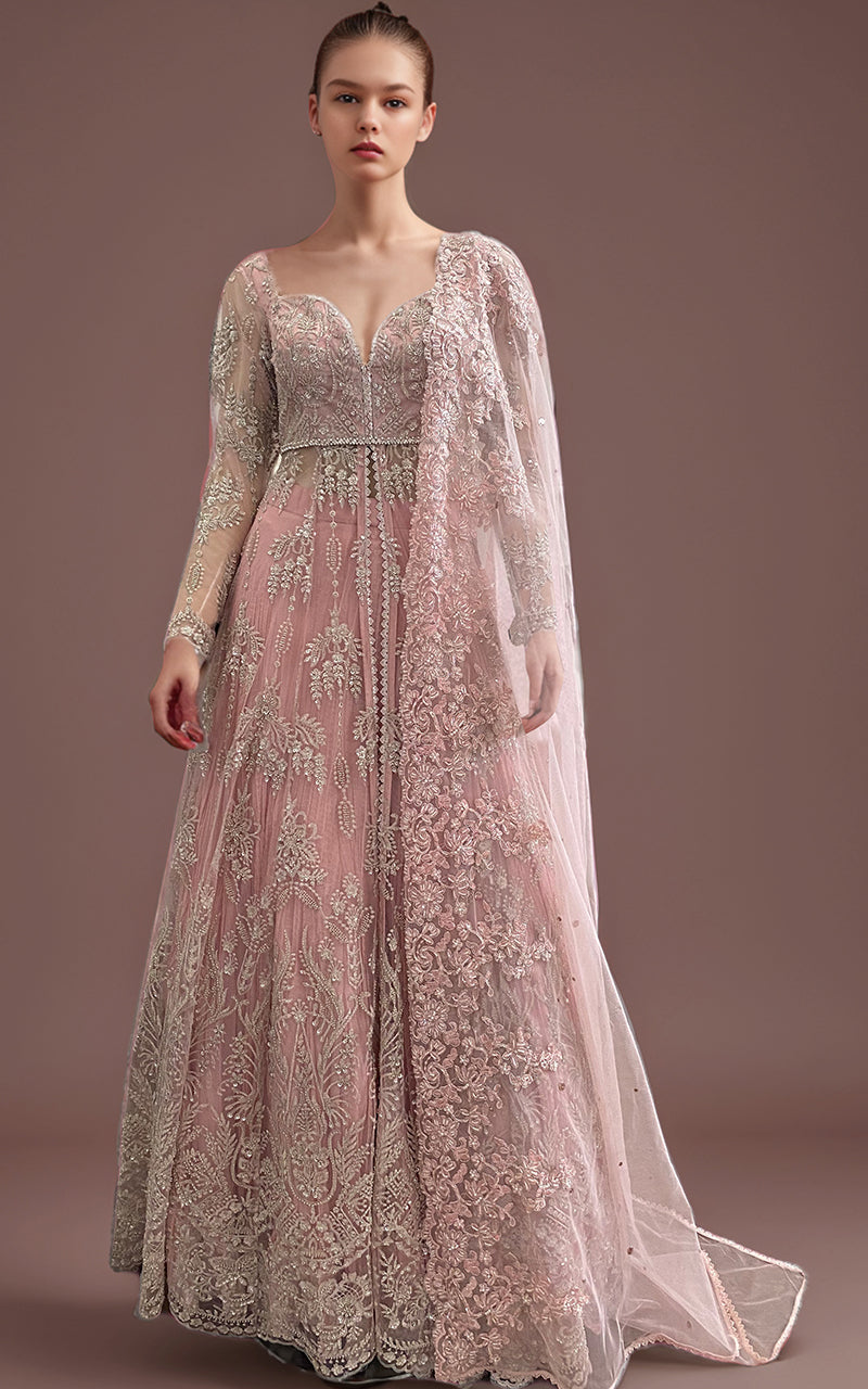 Threads and Motifs | Formal Dresses 25 | Net Embroidered Dress With Skirt And Embroidered Dupatta