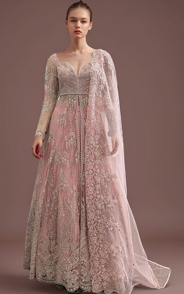 Threads and Motifs | Formal Dresses 25 | Net Embroidered Dress With Skirt And Embroidered Dupatta