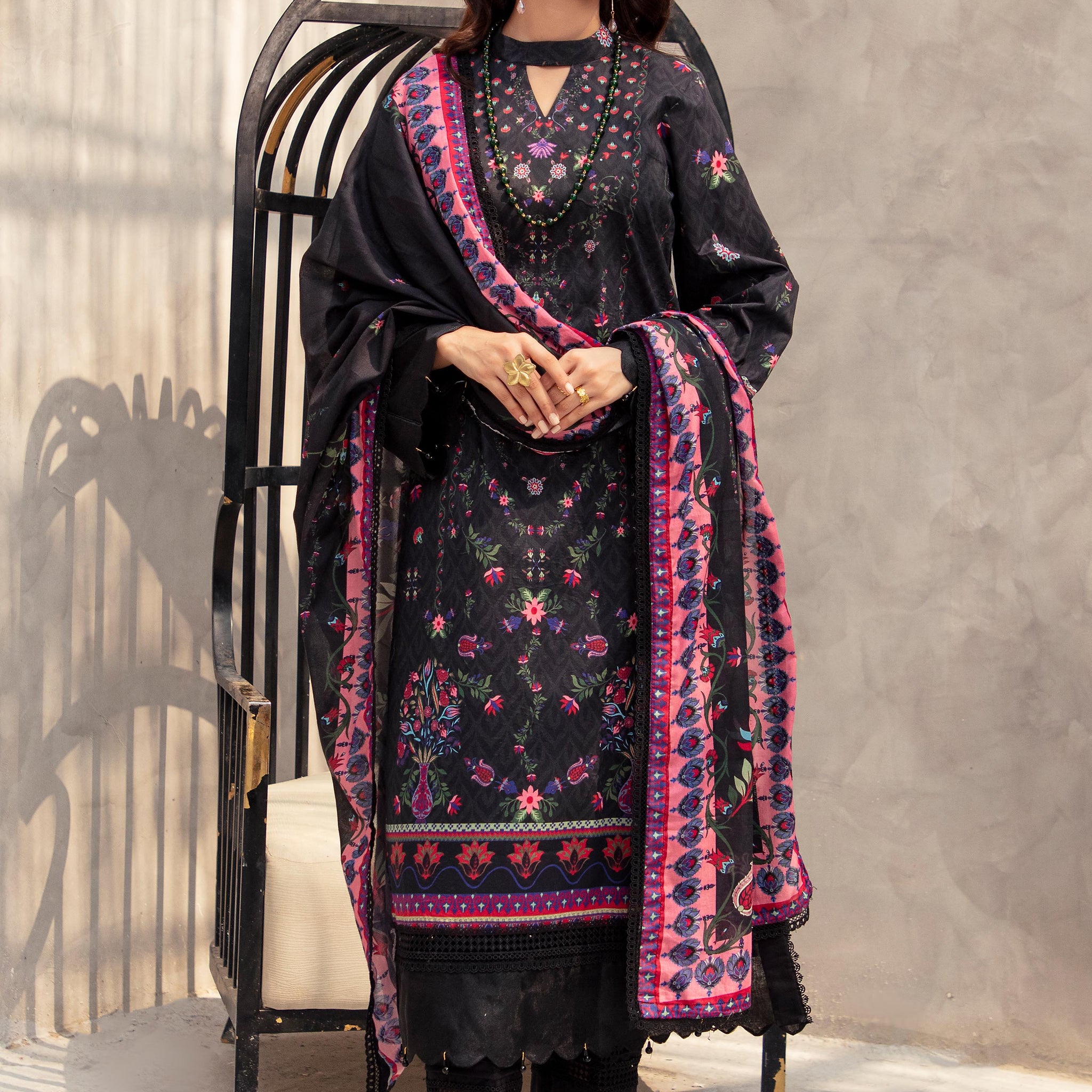 Alzohaib | Digital Printed Cambric | Colors Digital Cambric 3 Piece-CDC-2-25-01