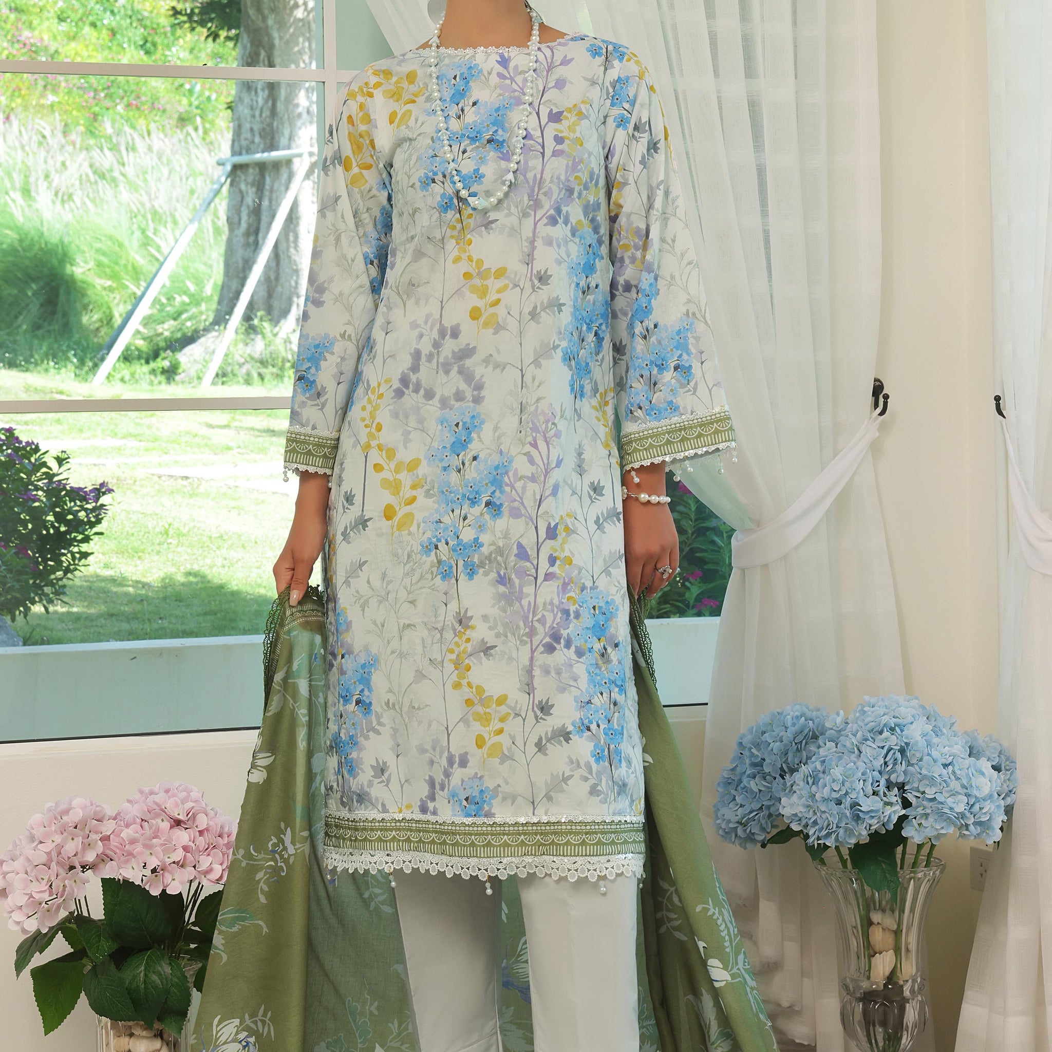 Alzohaib | Digital Printed Cambric | Colors Digital Cambric 3 Piece-CDC-25-10